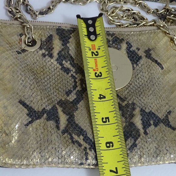 DKNY Gold Python Snake Print Chain Strap Shoulder Bag Crossbody W/Charm Accent - Picture 11 of 14